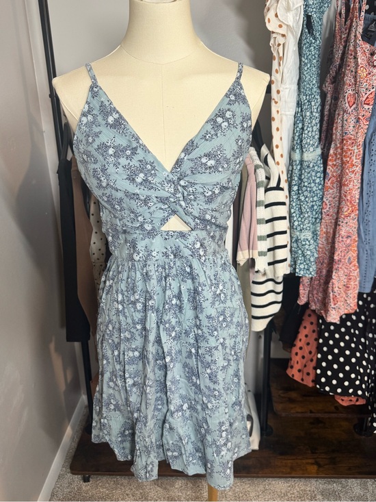 Angie Dresses & Skirts - Angie Sky Blue Floral Twist-Front Mini Dress